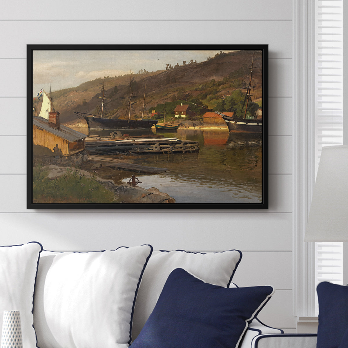 Landingsbrygge Husvik, Drøbak, 1875 - Floater Framed Canvas Print