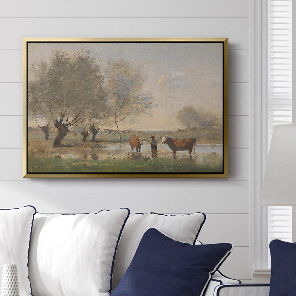 Cows in a Marshy Landscape, c. 1873-1874 - Floater Framed Canvas Print