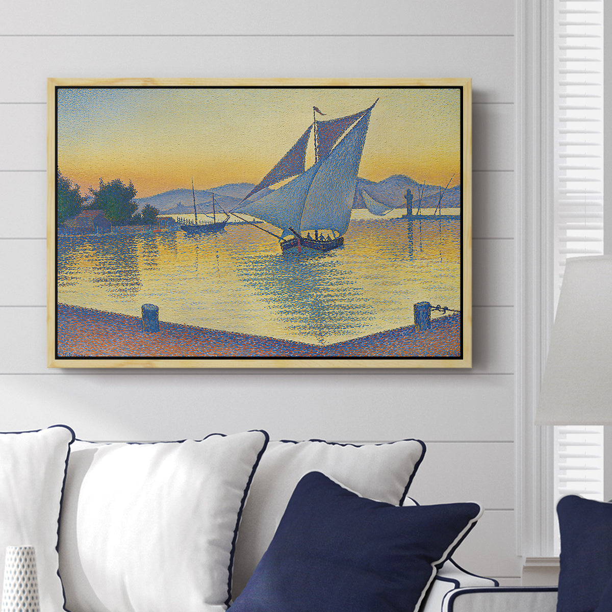 The Port at Sunset, Opus 236, Saint Tropez, 1892 - Floater Framed Canvas Print