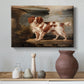 Canvas art print featuring a realistic depiction of spaniel with soft fur texture, styled above a decorative console