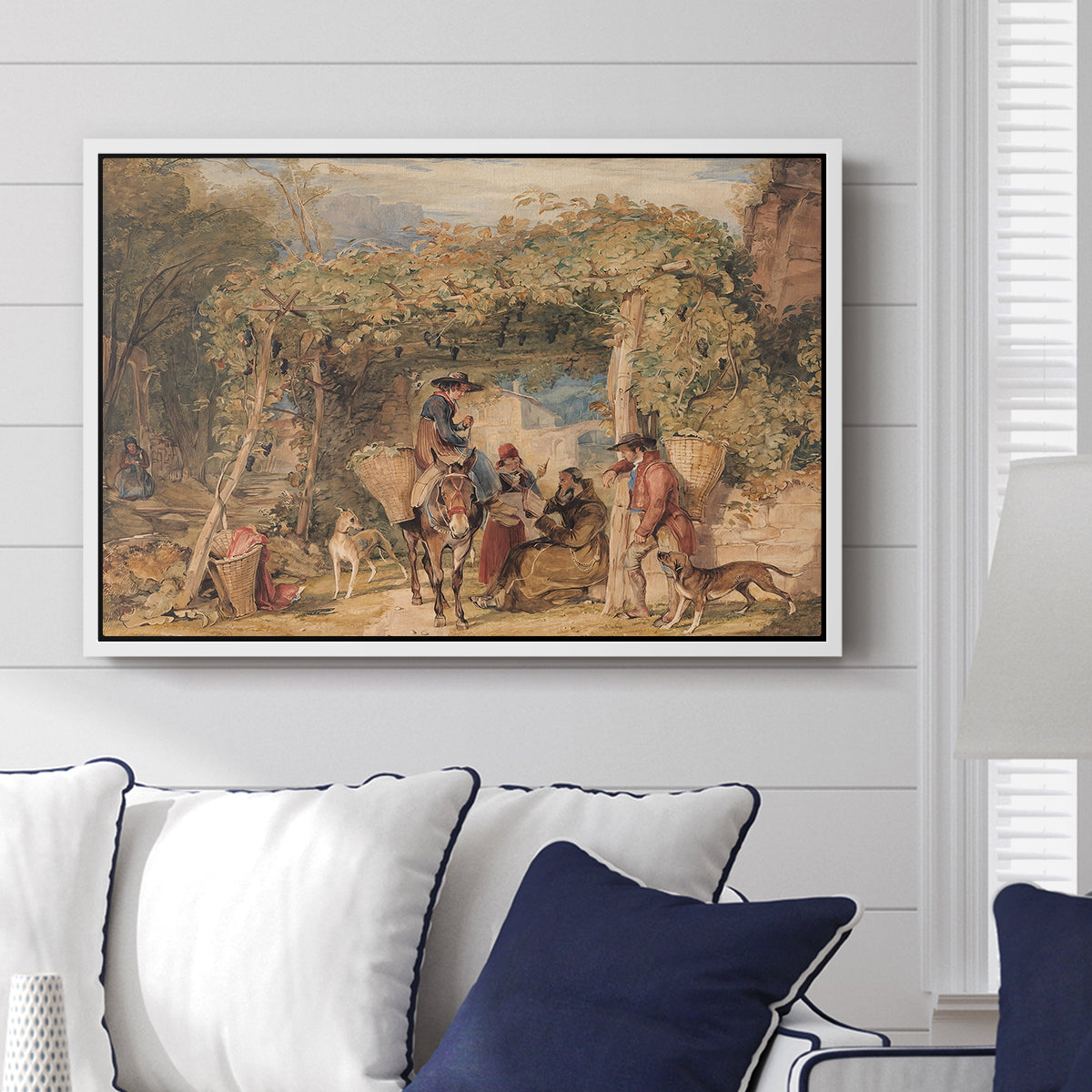 Figures and Animals in a Vineyard, c. 1829 - Floater Framed Canvas Print