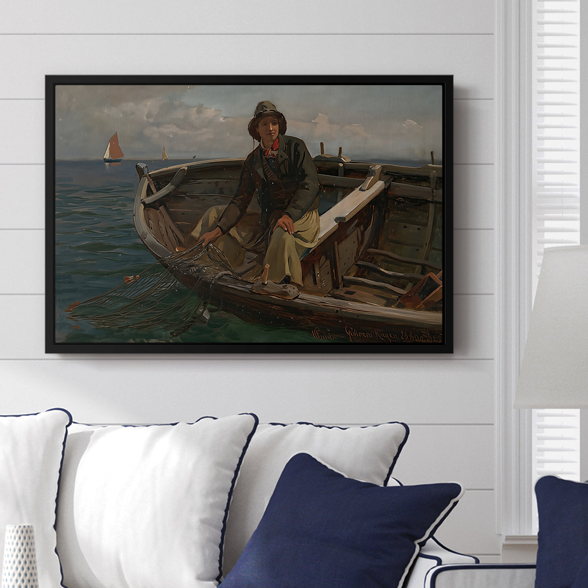 Fishermen from Rügen, 1882 - Floater Framed Canvas Print