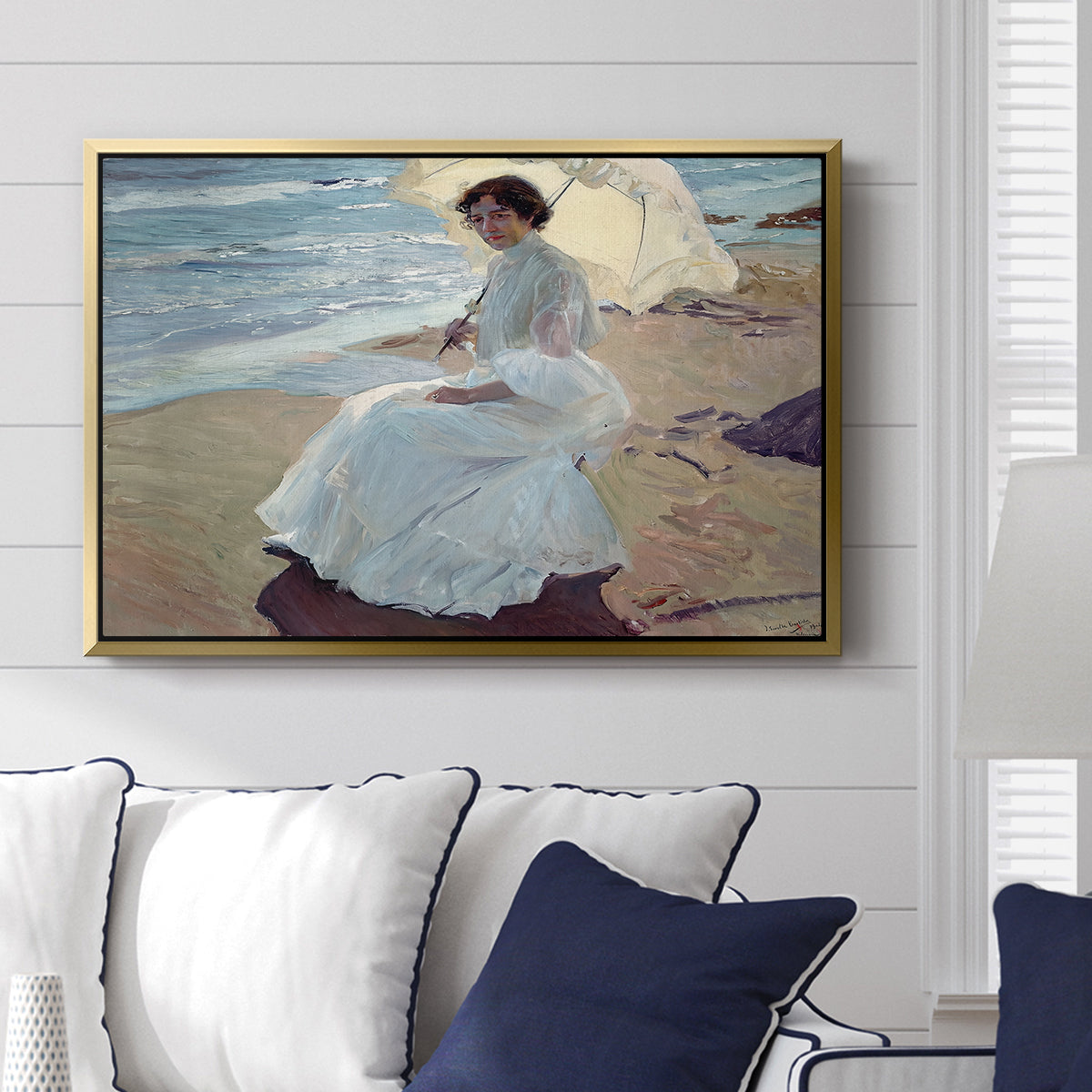 Clotilde on the Beach, 1904 - Floater Framed Canvas Print