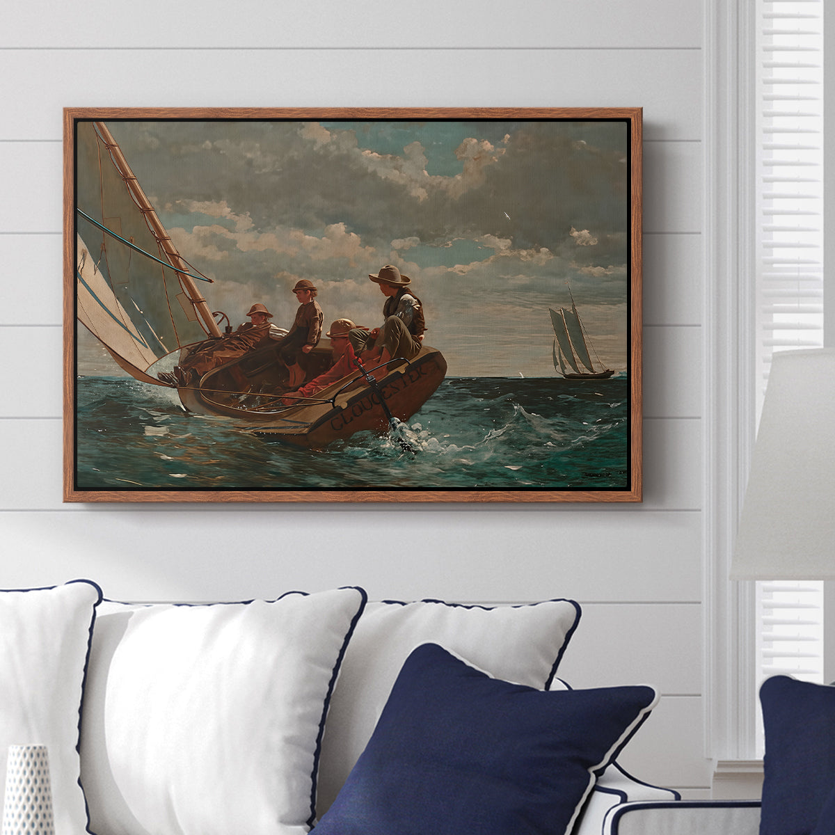 Breezing Up (A Fair Wind), 1873-1876 - Floater Framed Canvas Print
