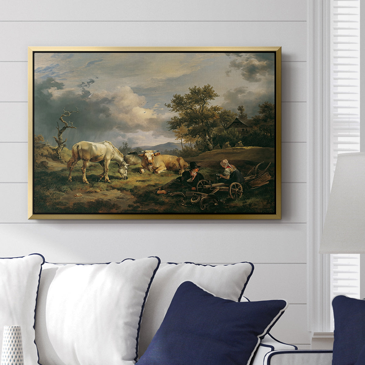 Young Peasant Couple Resting in the Field, 1829 - Floater Framed Canvas Print