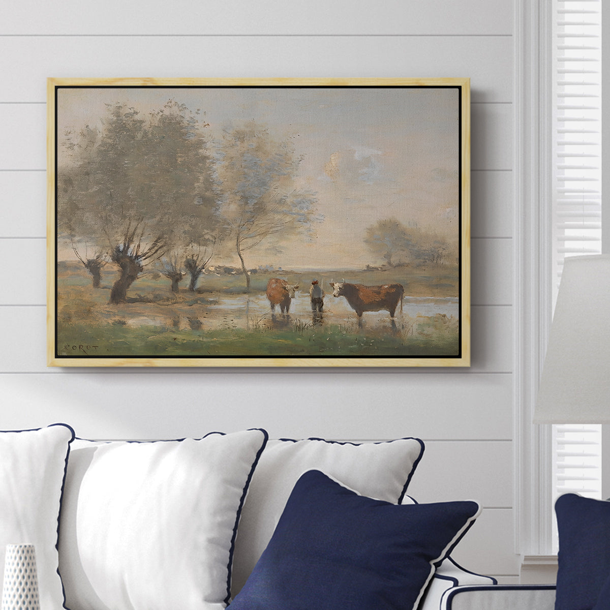 Cows in a Marshy Landscape, c. 1873-1874 - Floater Framed Canvas Print