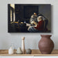Canvas art print featuring a Baroque interior with paused musical activity, styled above a decorative console