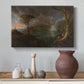 Canvas art print featuring an expressive composition emphasizing raw landscape features, styled above a decorative console