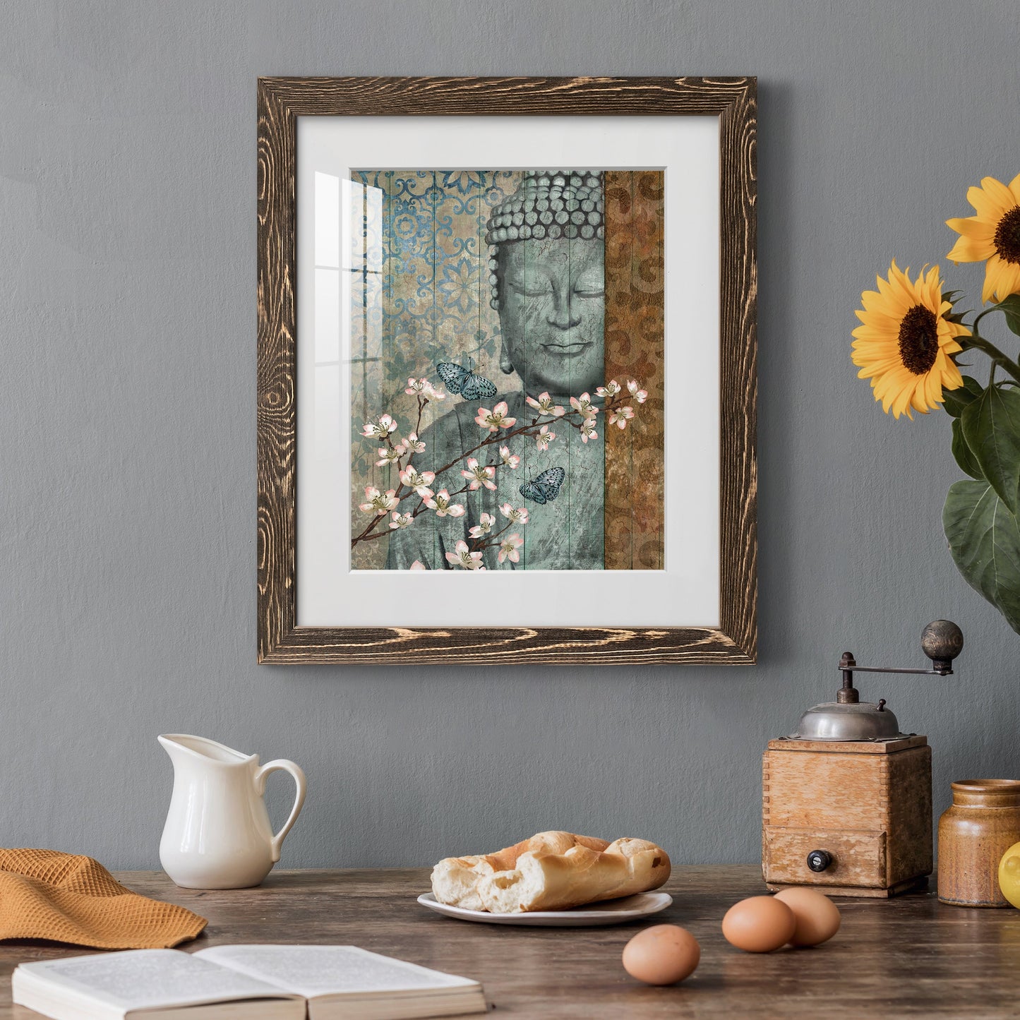 Buddha - Premium Framed Print - Distressed Barnwood Frame - Ready to Hang