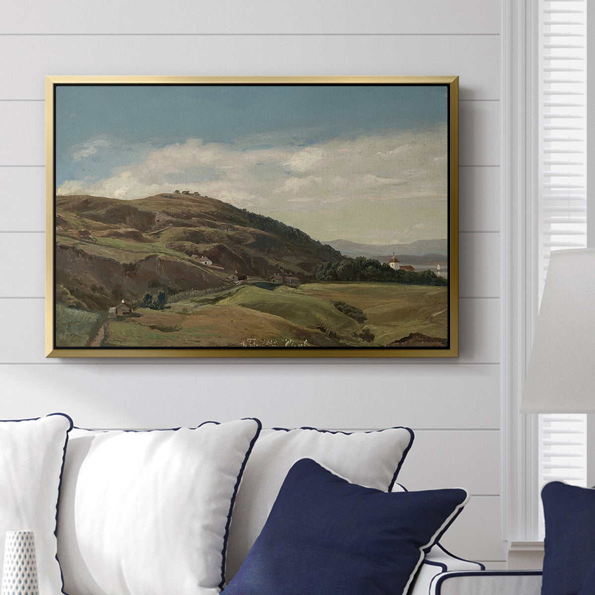 Ekeberg and Oslo Church, 1852 - Floater Framed Canvas Print