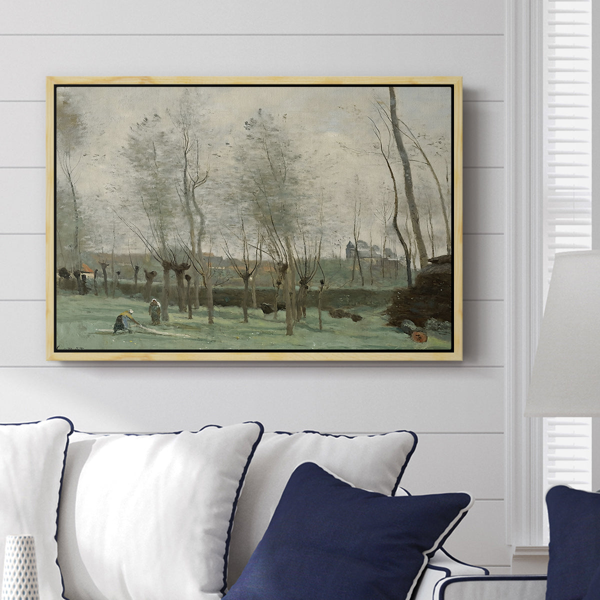 Washerwomen in a Willow Grove, c. 1871 - Floater Framed Canvas Print