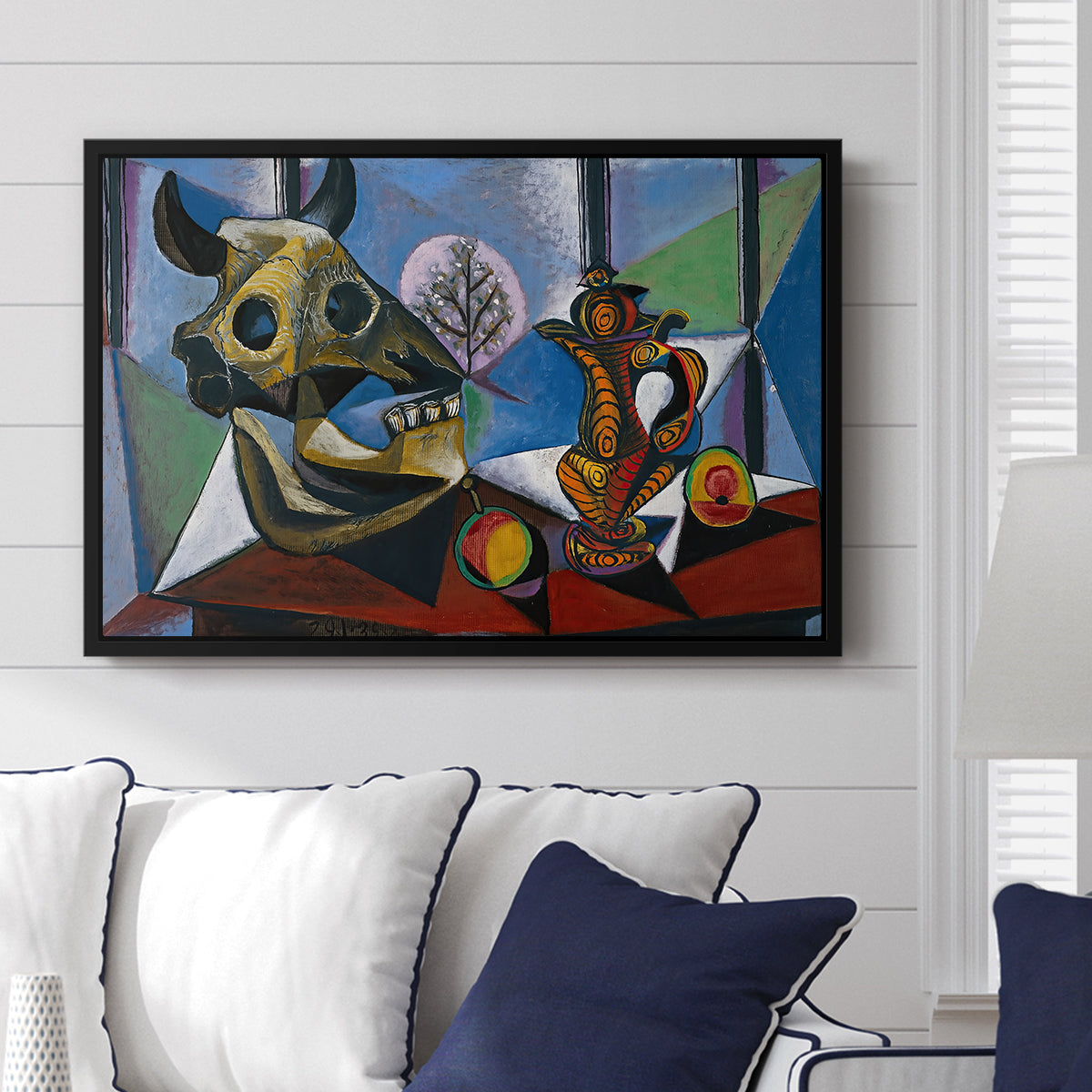 Still Life with Bull's Skull, 1939 - Floater Framed Canvas Print