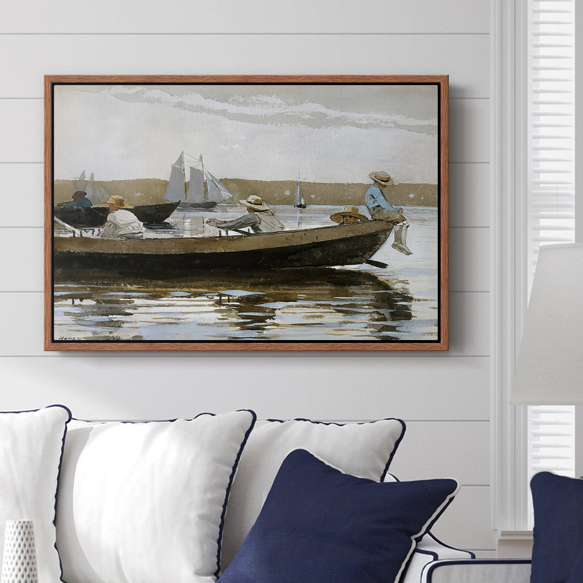 Boys in a Dory, 1873 - Floater Framed Canvas Print