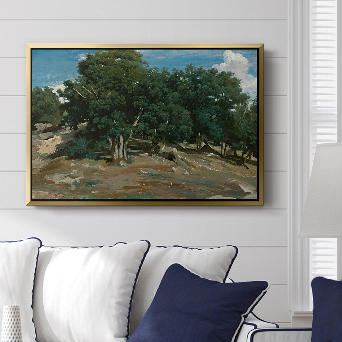 Fontainebleau: Oak Trees at Bas-Bréau, c. 1830-1835 - Floater Framed Canvas Print