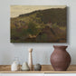 Canvas art print featuring a scenic viewpoint with expansive natural landscape, styled above a decorative console