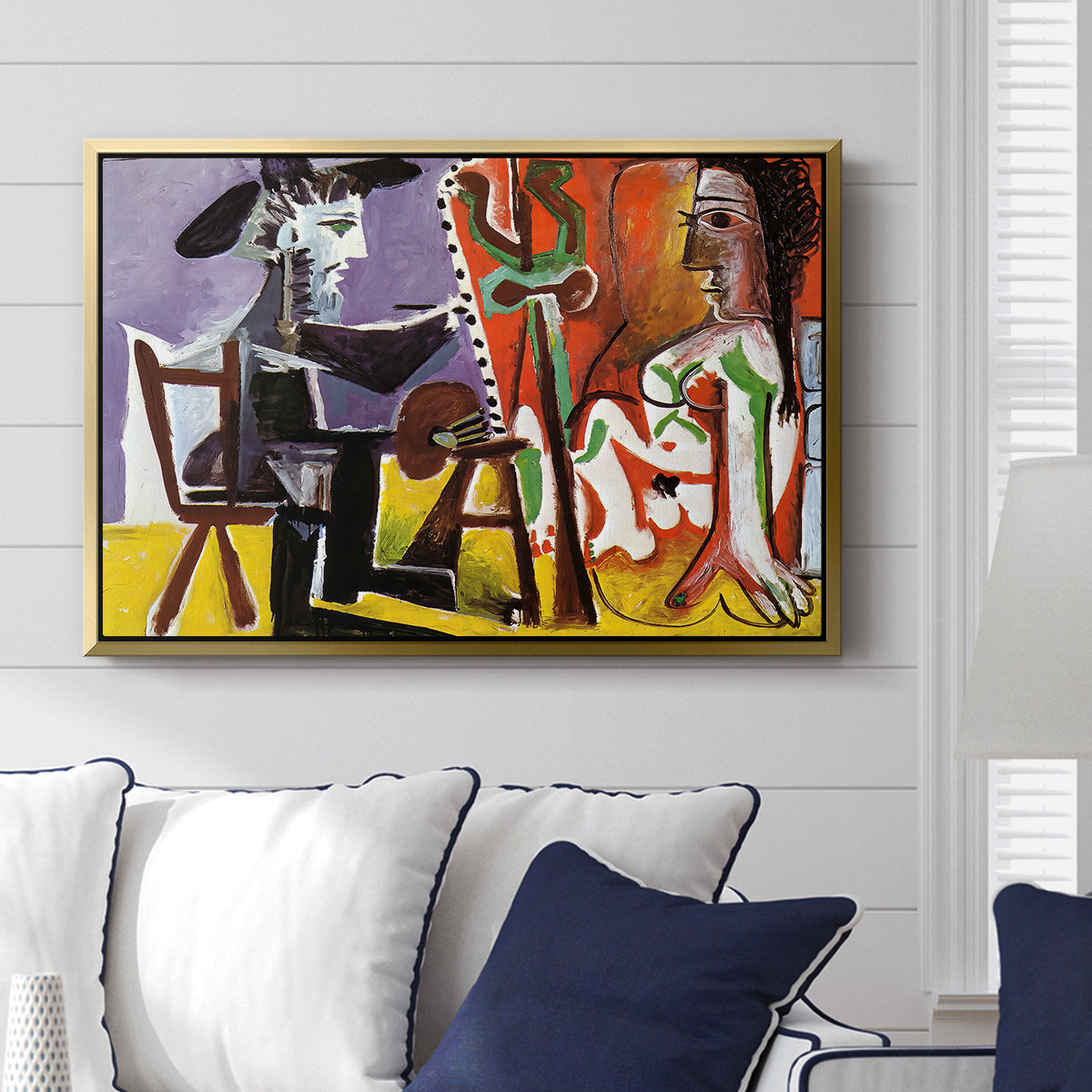 The Painter and His Model, 1963 - Floater Framed Canvas Print
