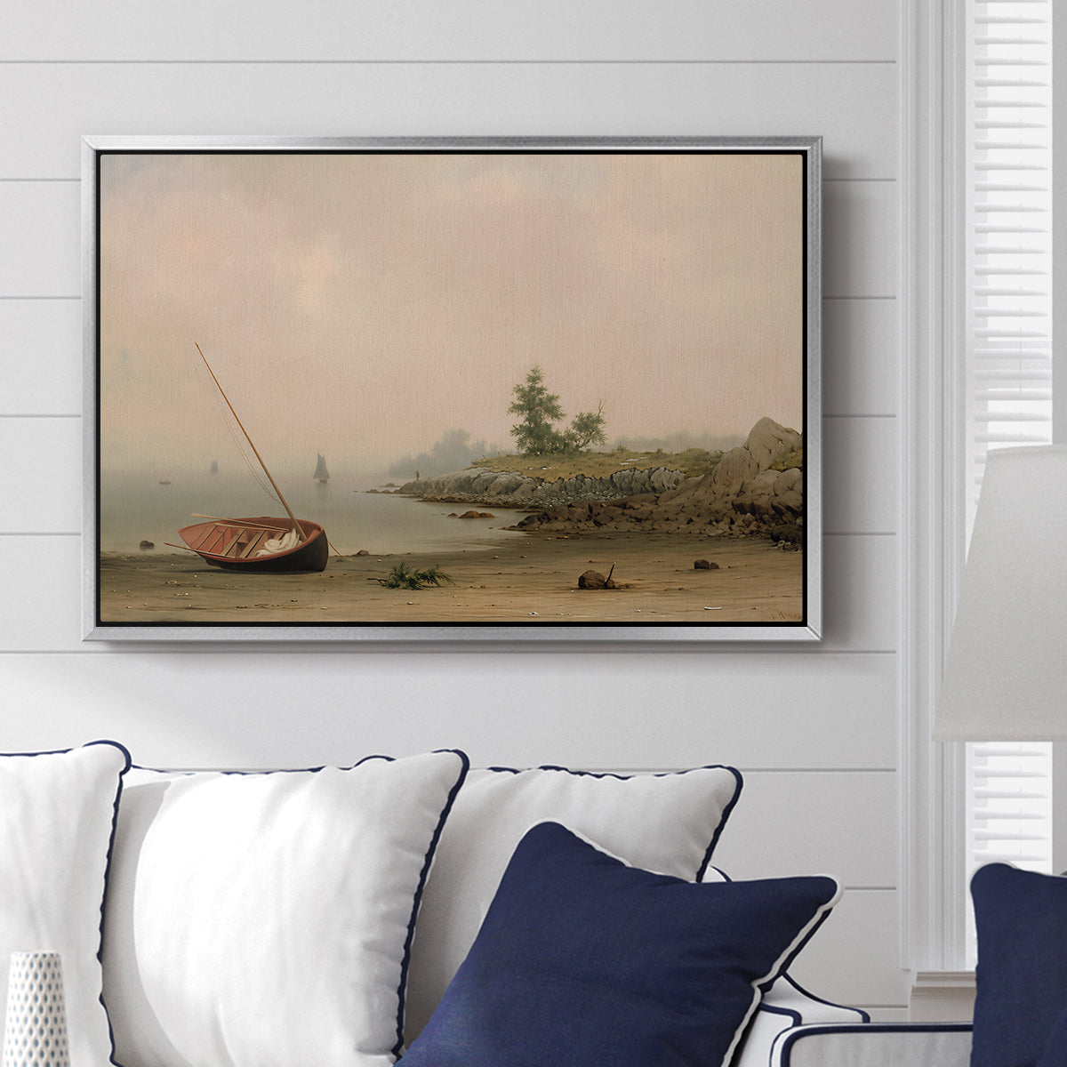 The Stranded Boat, 1863 - Floater Framed Canvas Print