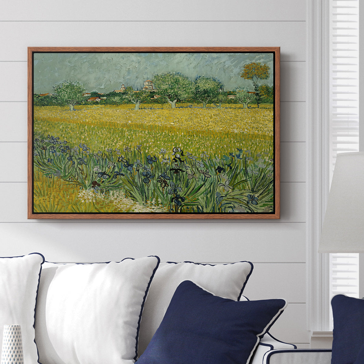 Field with Irises near Arles, 1888 - Floater Framed Canvas Print