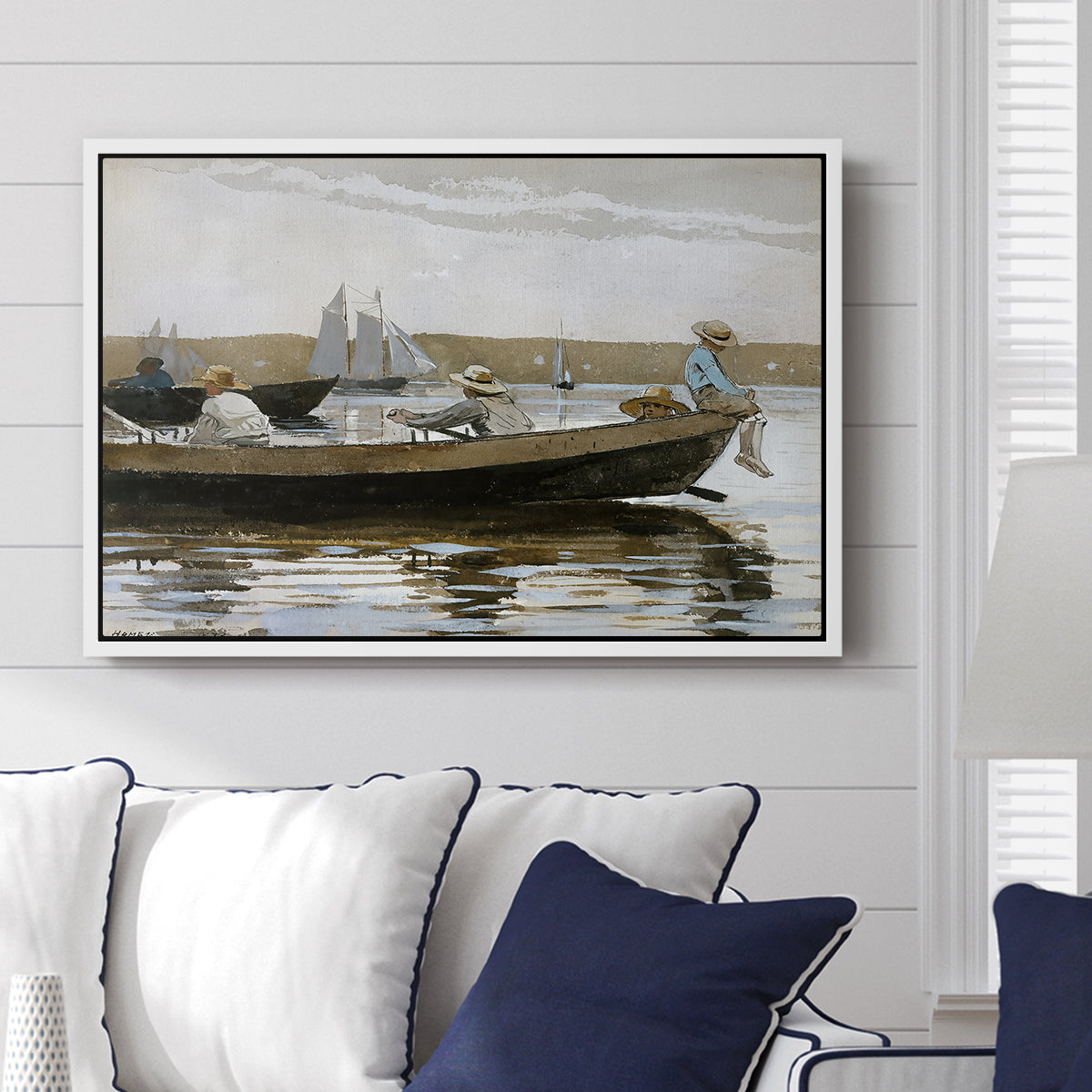 Boys in a Dory, 1873 - Floater Framed Canvas Print