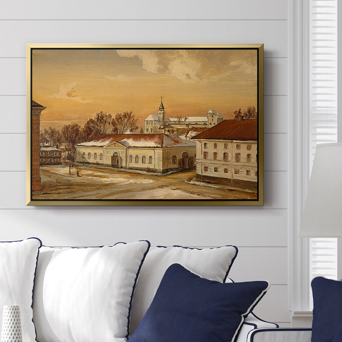 The Riding School at Akershus Castle, 1846 - Floater Framed Canvas Print