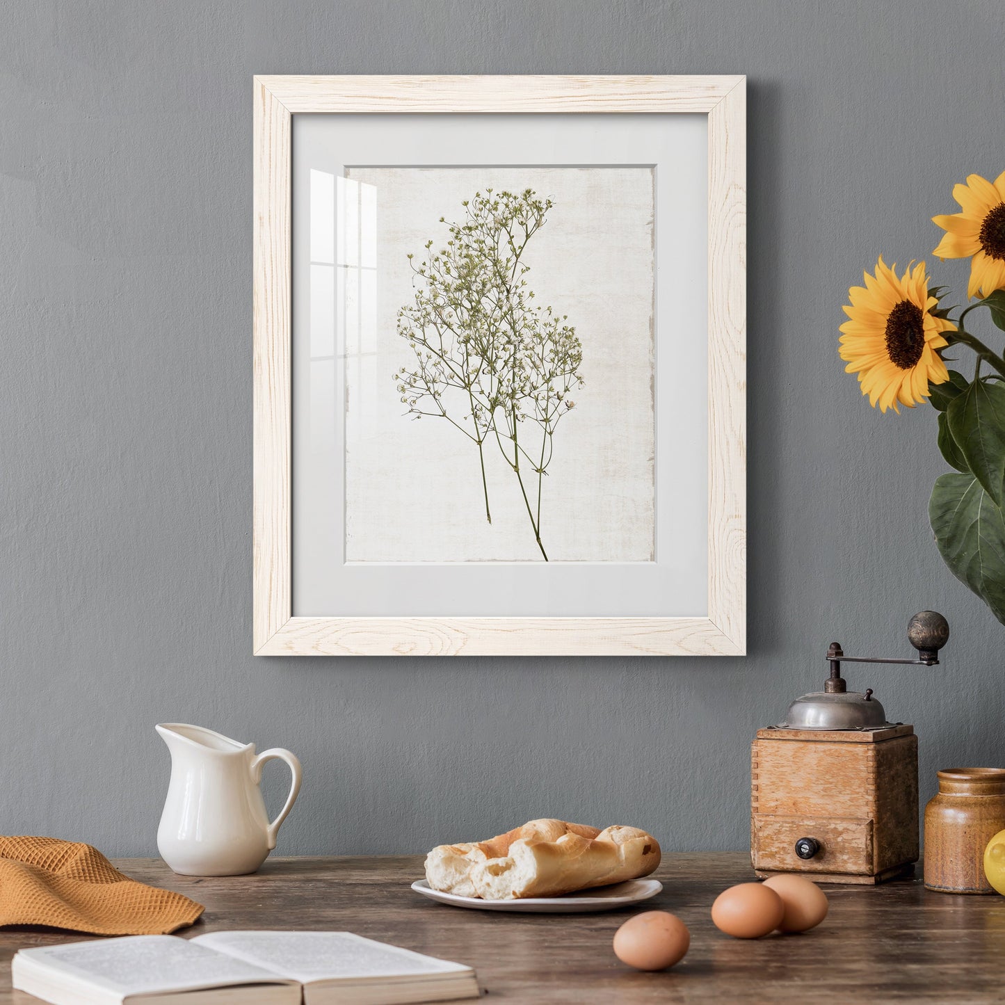 Farmhouse Pressed Flower I - Premium Framed Print - Distressed Barnwood Frame - Ready to Hang