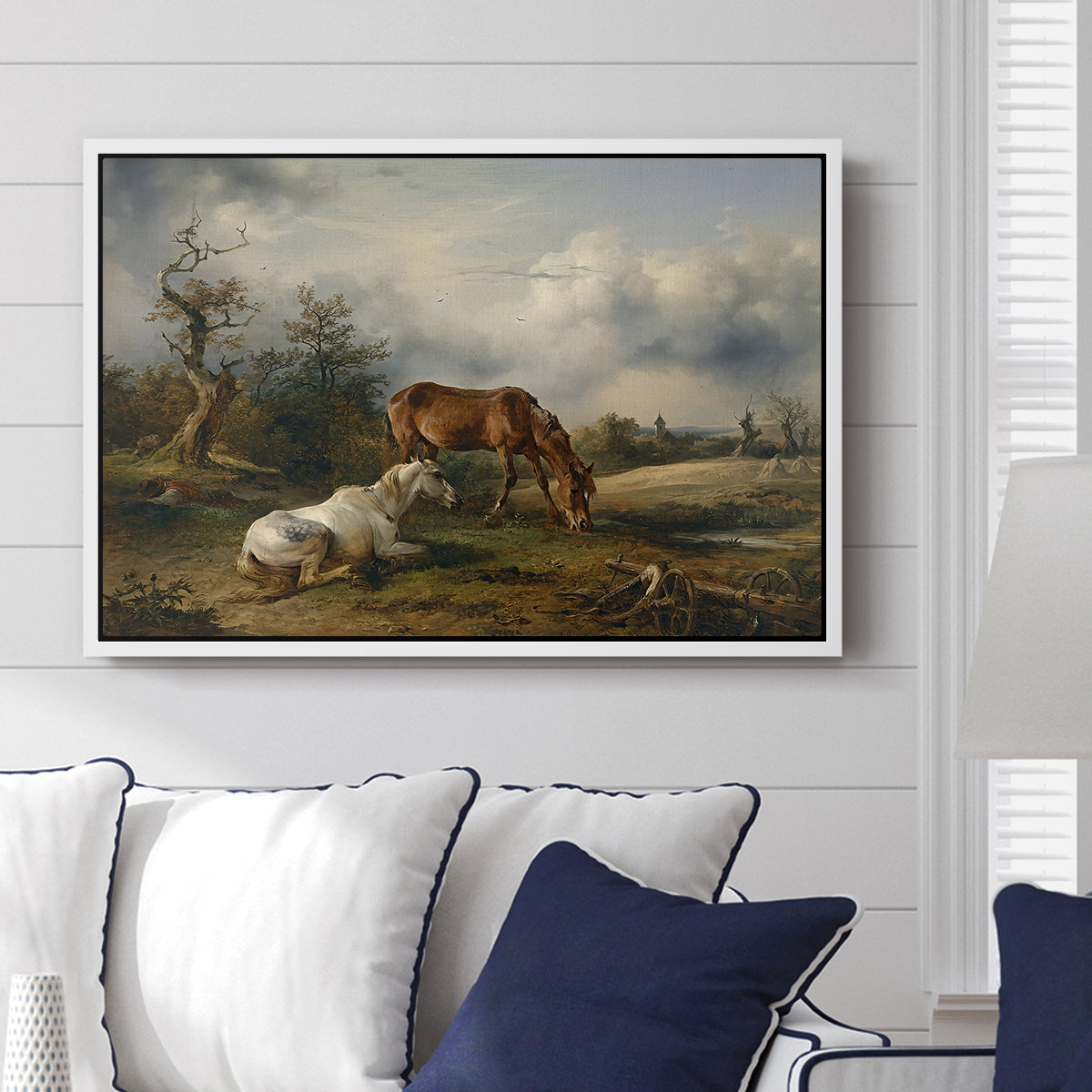 Two Horses on the Pasture, c. 1825 - Floater Framed Canvas Print