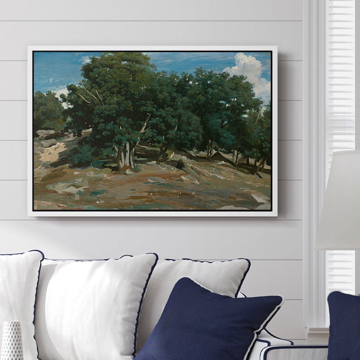 Fontainebleau: Oak Trees at Bas-Bréau, c. 1830-1835 - Floater Framed Canvas Print