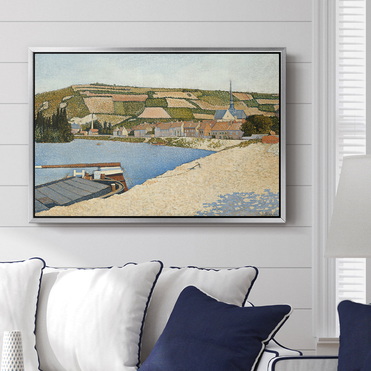 The Riverbank, Les Andelys, 1886 - Floater Framed Canvas Print
