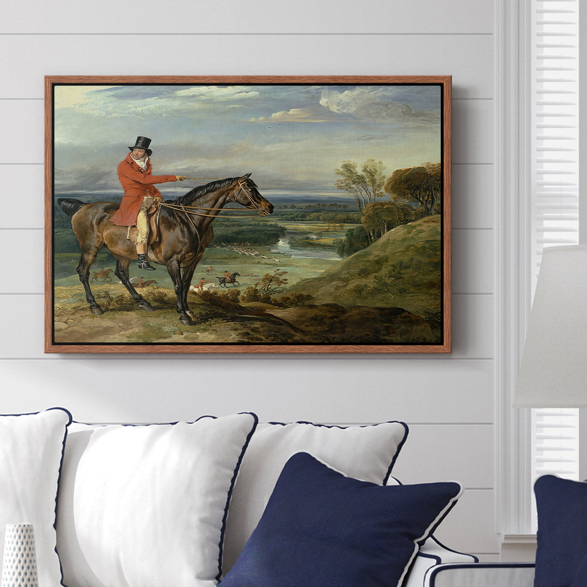 John Levett Hunting at Wychnor, Staffordshire, 1818 - Floater Framed Canvas Print