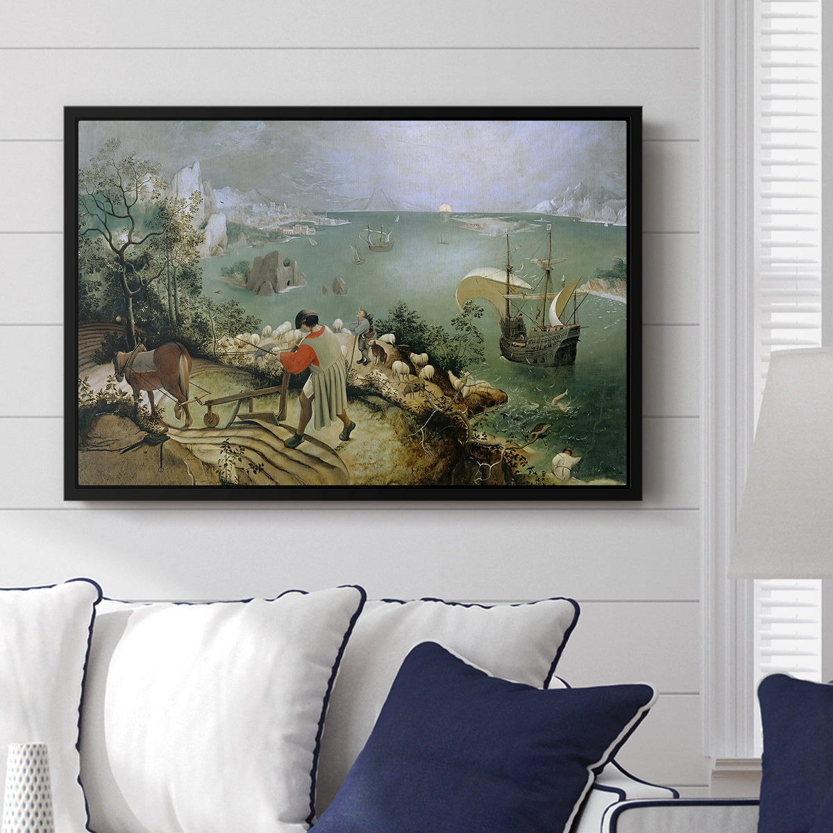 Landscape with the Fall of Icarus, c. 1560 - Floater Framed Canvas Print