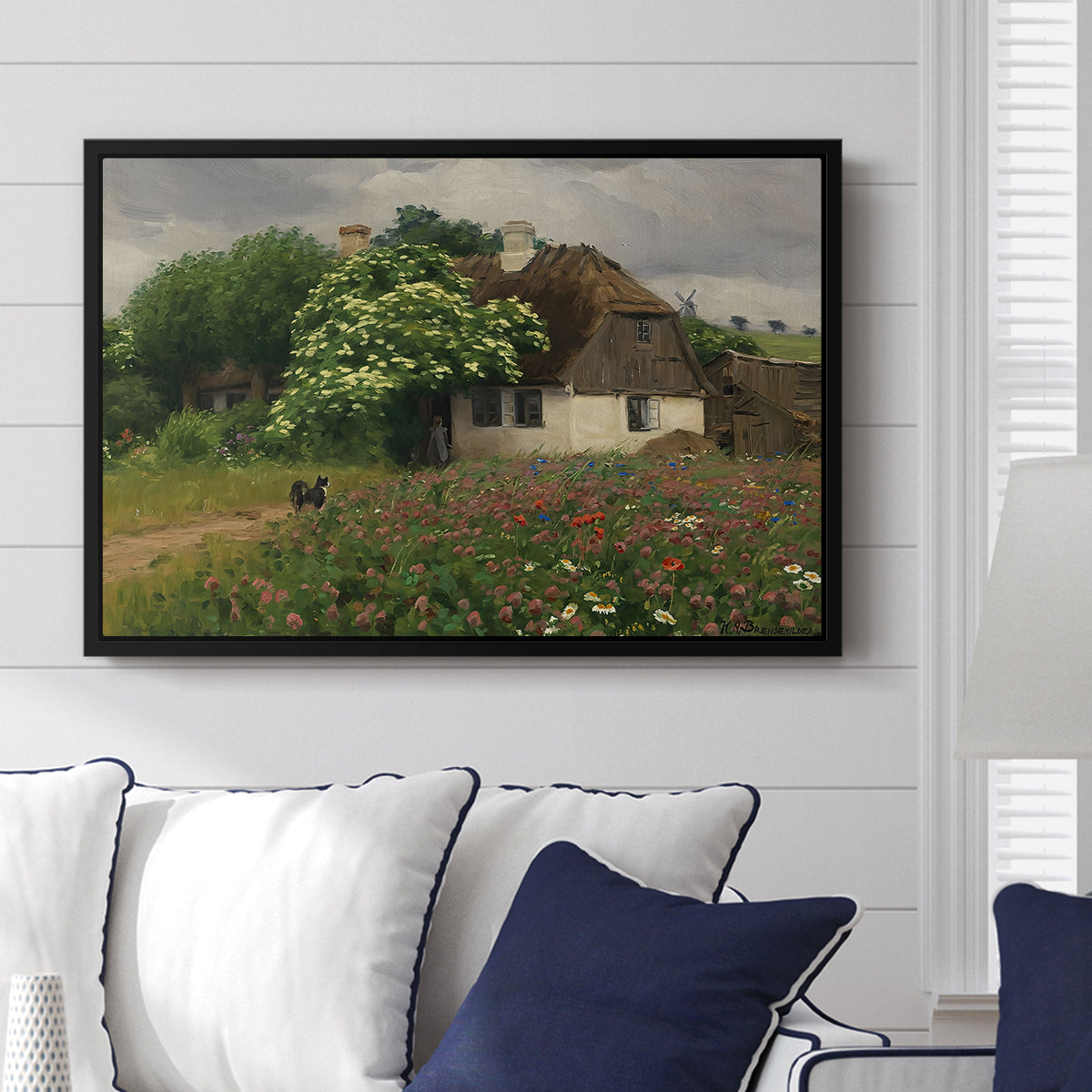 Farmhouse with Meadow Flowers, 1909 - Floater Framed Canvas Print