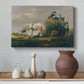 Canvas art print featuring a realist rural labor scene, styled above a decorative console