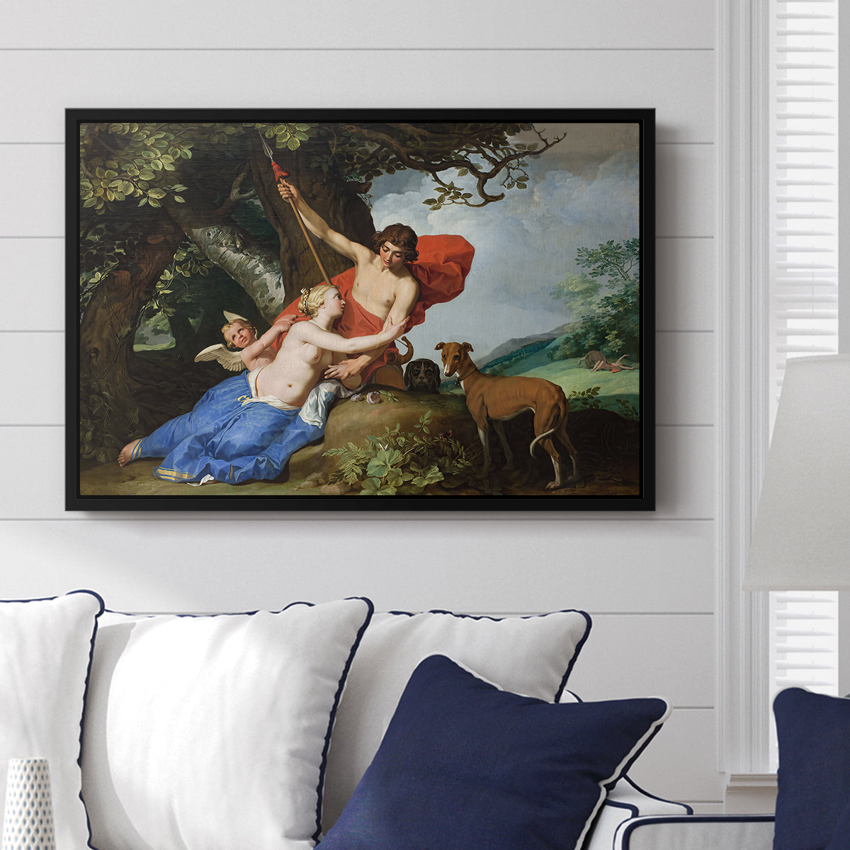 Venus and Adonis, 1632 - Floater Framed Canvas Print