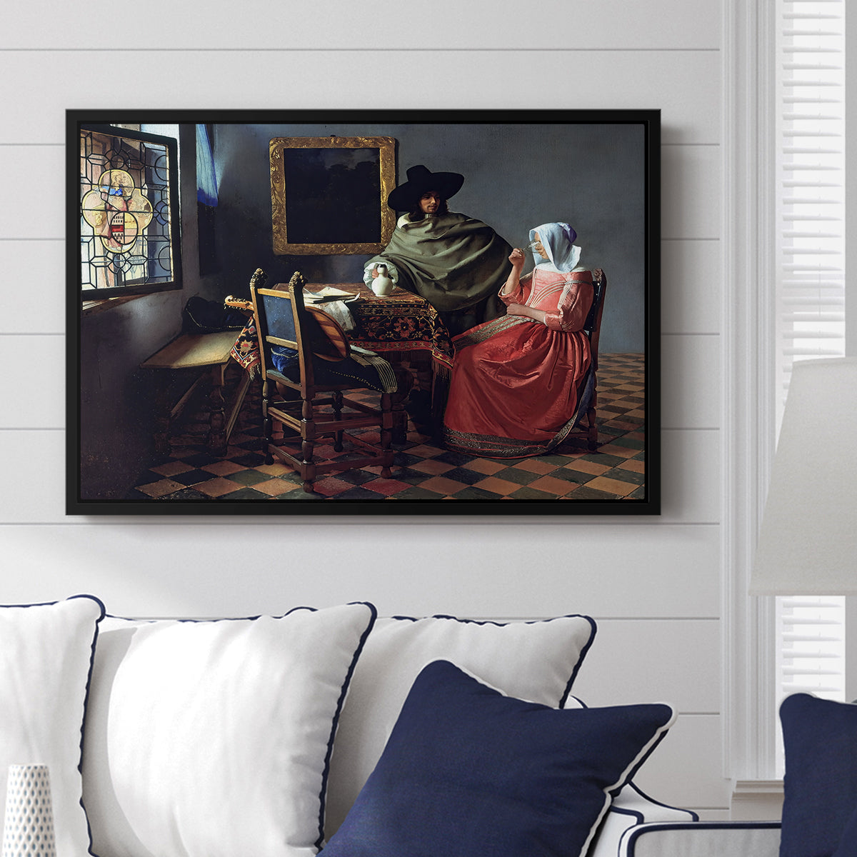 The Glass of Wine, c. 1660 - Floater Framed Canvas Print