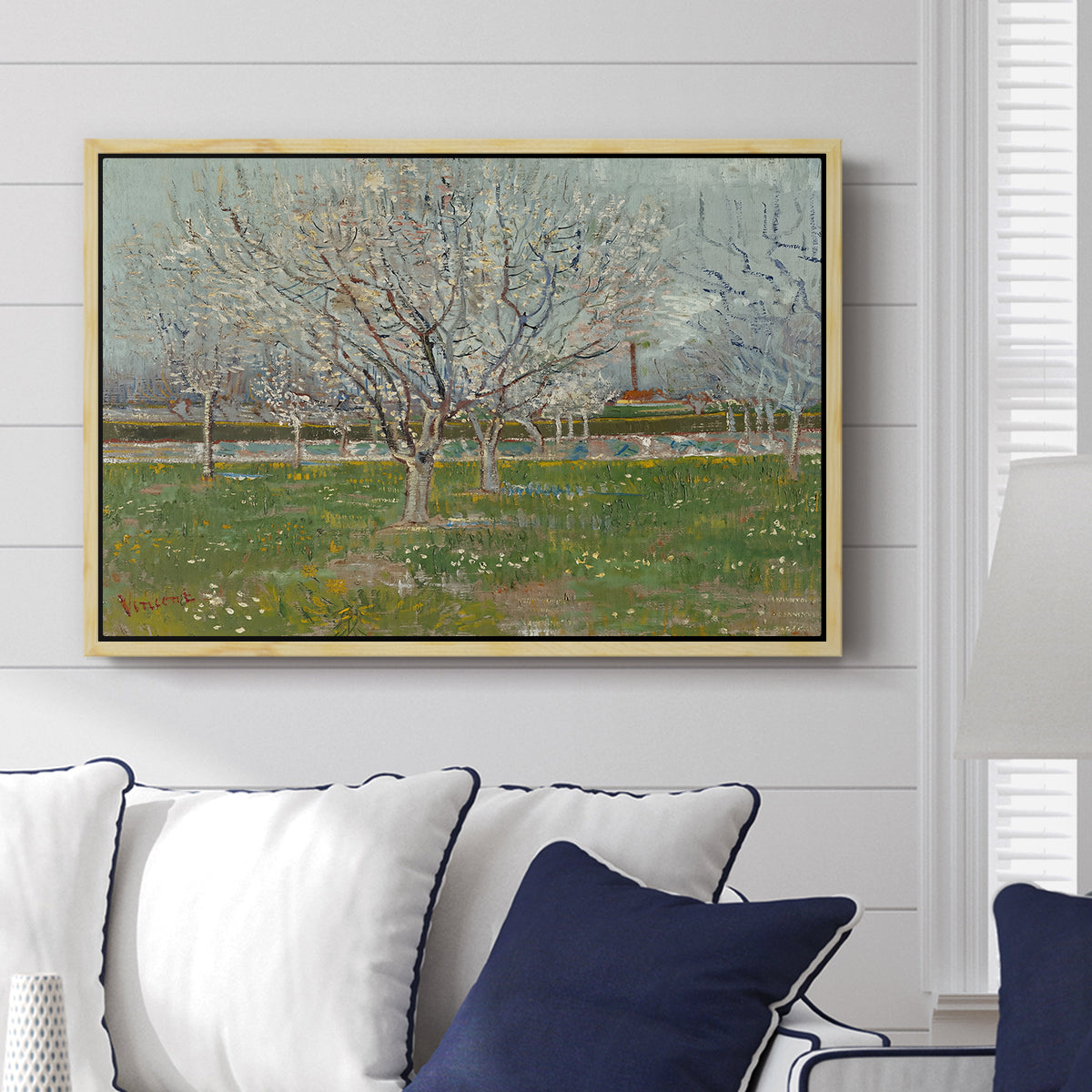 Orchard in Blossom (Plum Trees), 1888 - Floater Framed Canvas Print