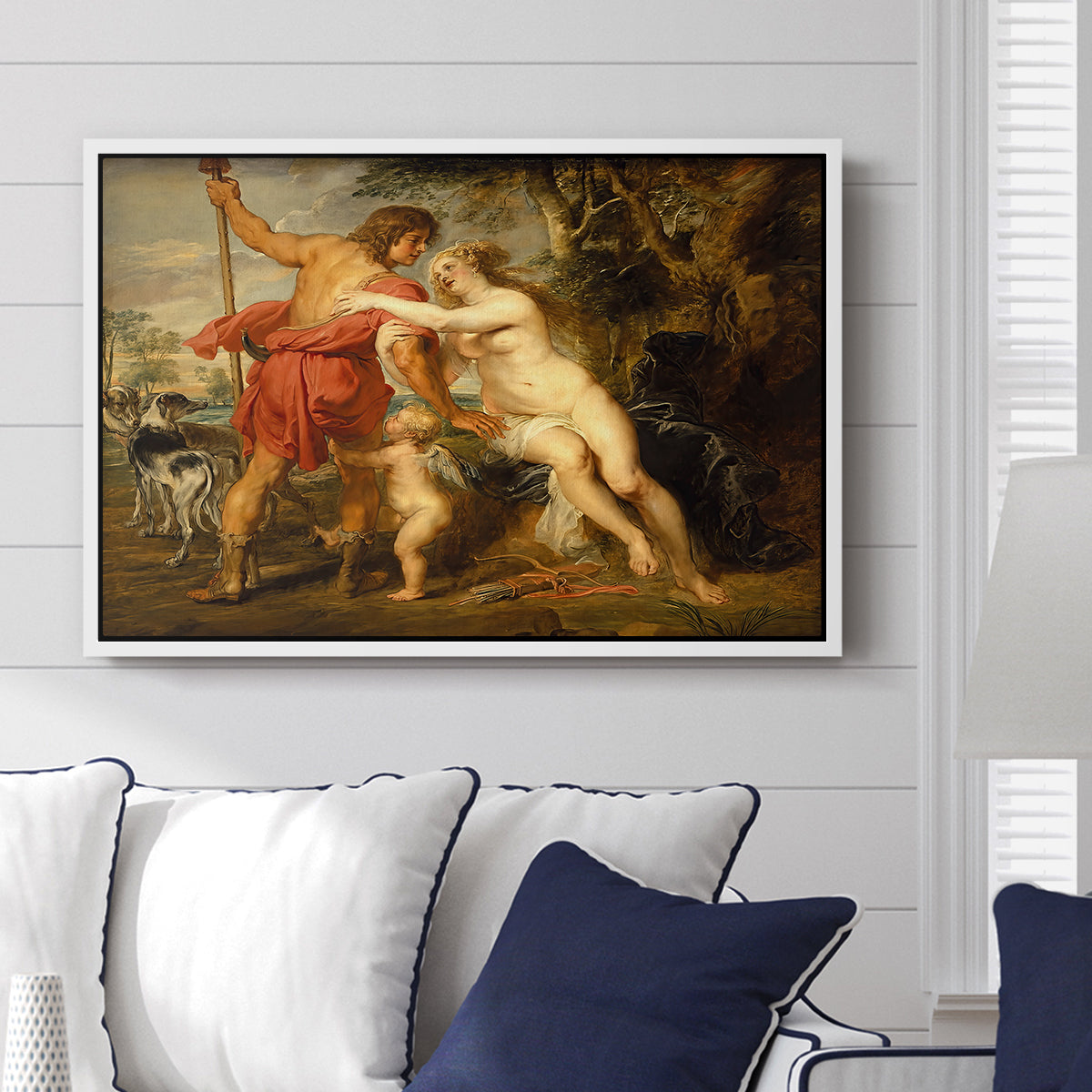 Venus and Adonis, c. 1635 - Floater Framed Canvas Print
