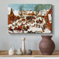 Canvas art print featuring a crowded scene with intense interaction and movement, styled above a decorative console