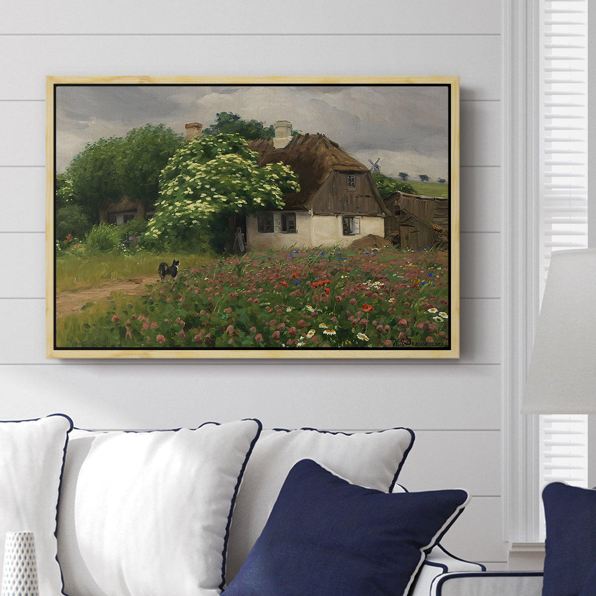 Farmhouse with Meadow Flowers, 1909 - Floater Framed Canvas Print