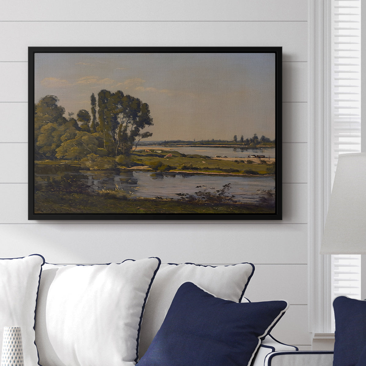 Landscape with a River, 1892 - Floater Framed Canvas Print