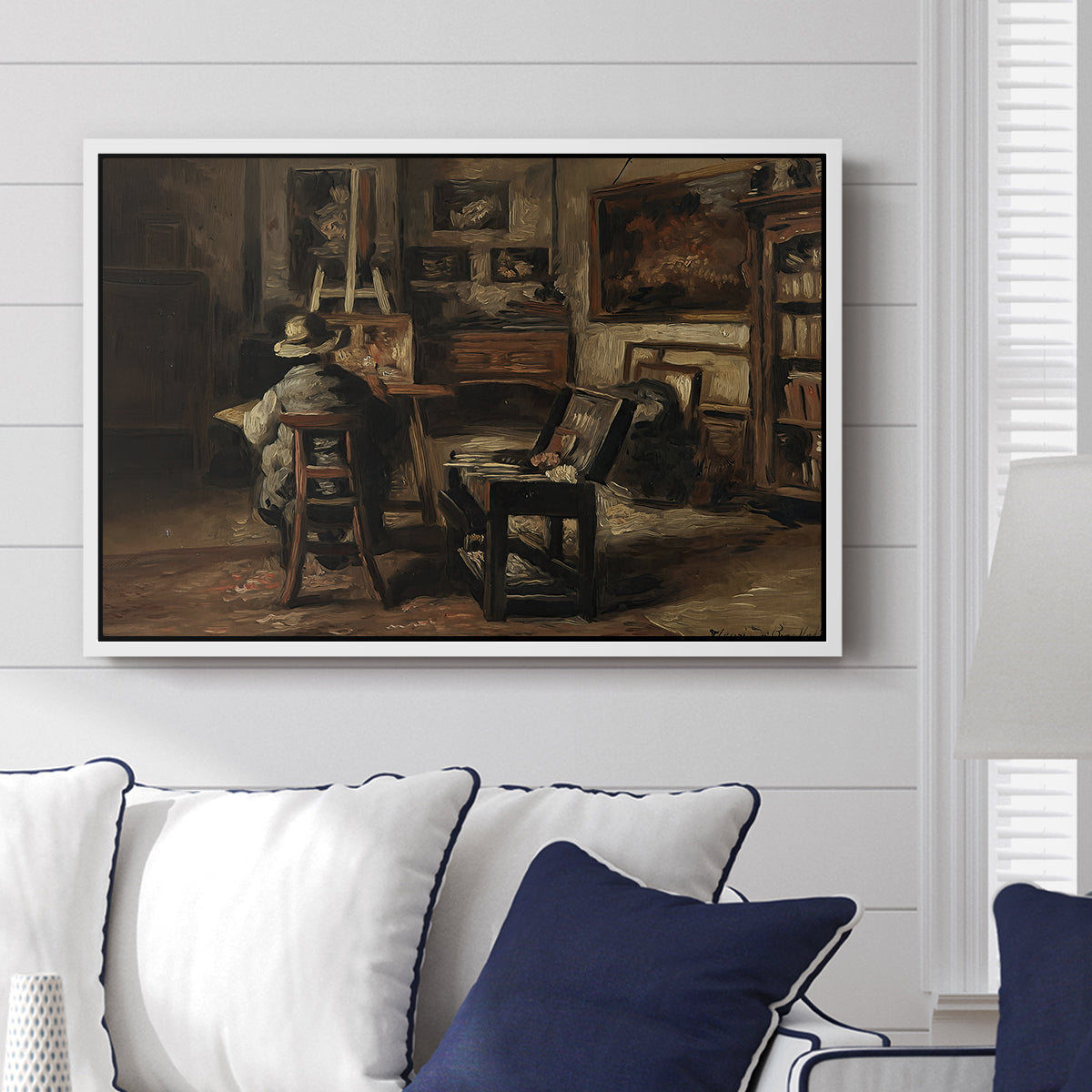 The Studio of Ferdinand De Braekeleer I, Father of the Painter, c. 1873-1885 - Floater Framed Canvas Print