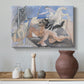 Canvas art print featuring a surreal drawing combining forms, styled above a decorative console