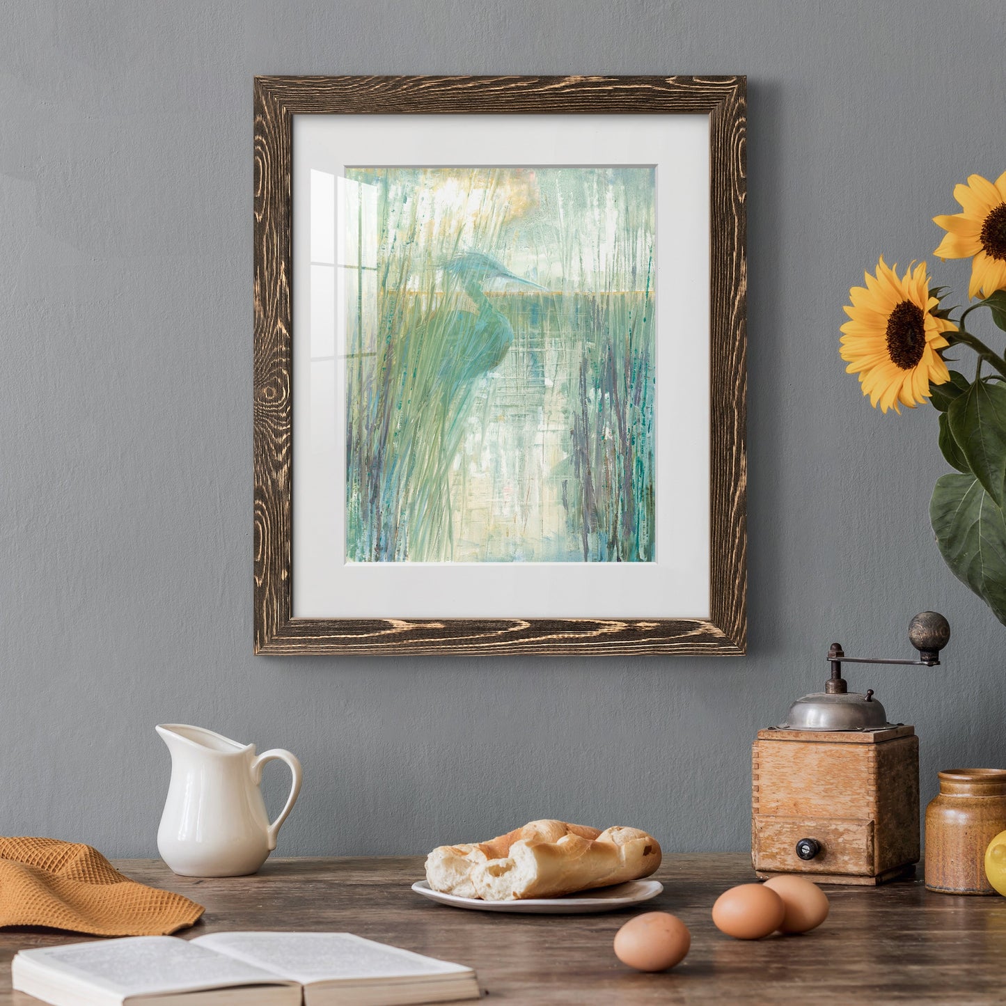 Morning Egret I - Premium Framed Print - Distressed Barnwood Frame - Ready to Hang