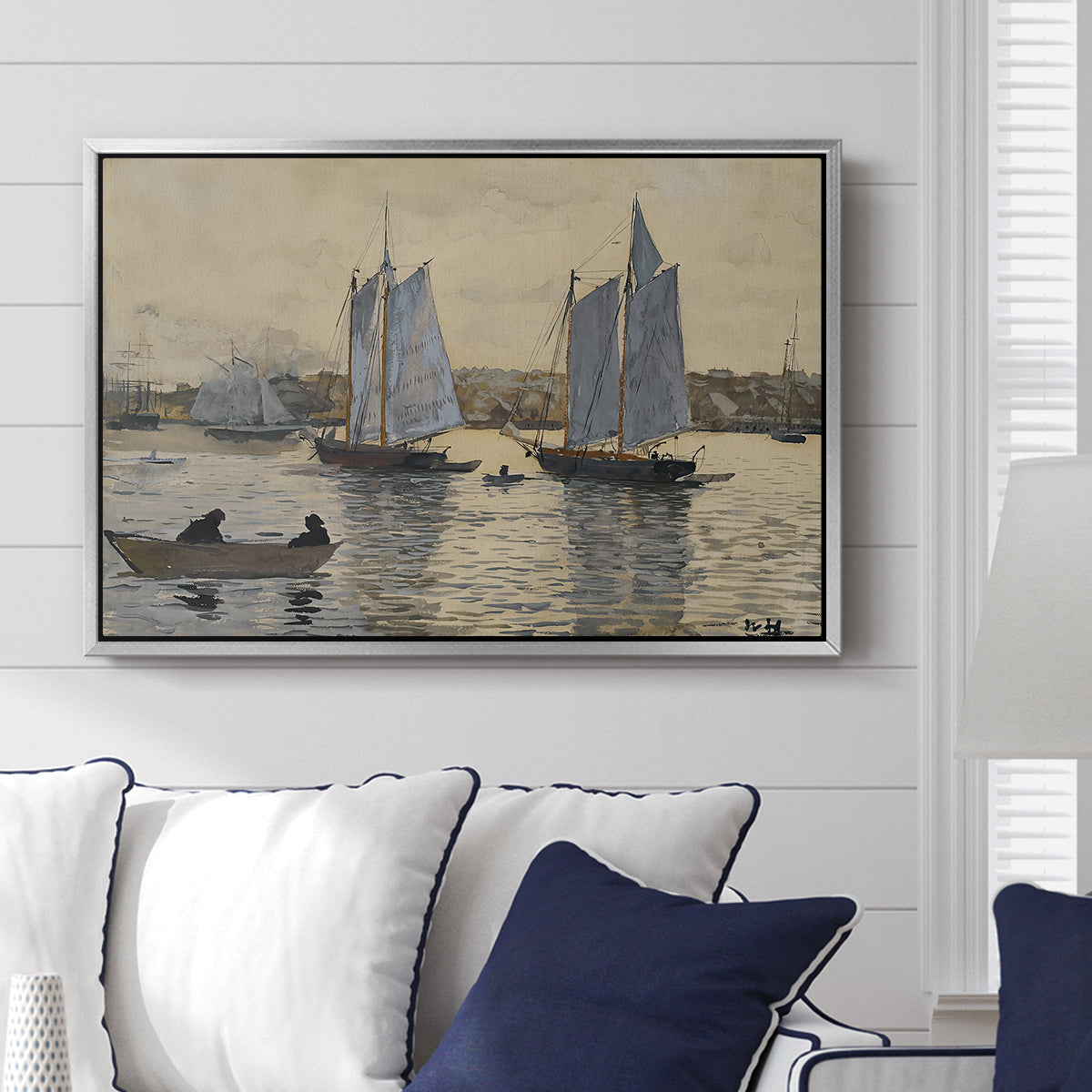 Two Schooners, Gloucester, c. 1880 - Floater Framed Canvas Print