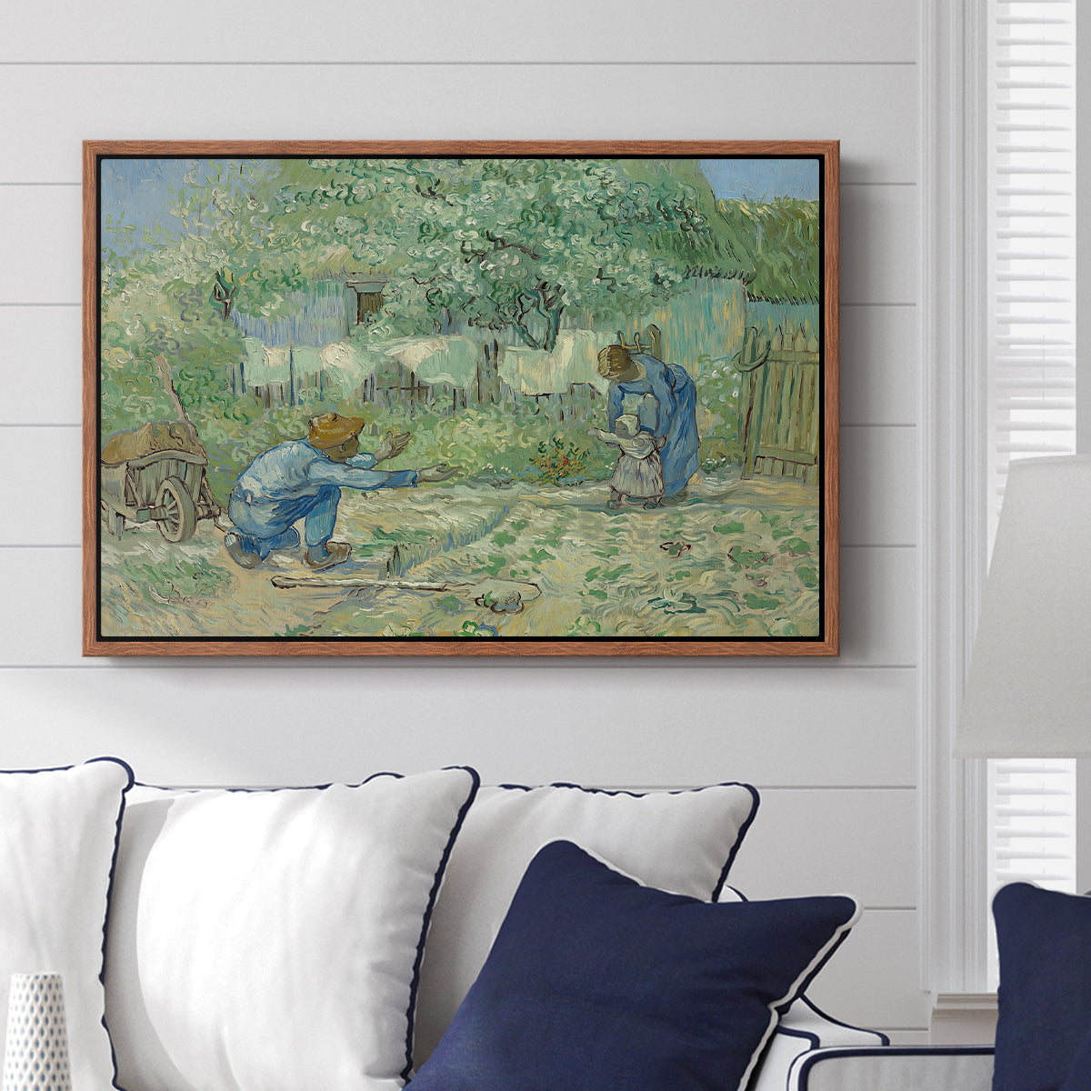 First Steps after Millet, 1890 - Floater Framed Canvas Print