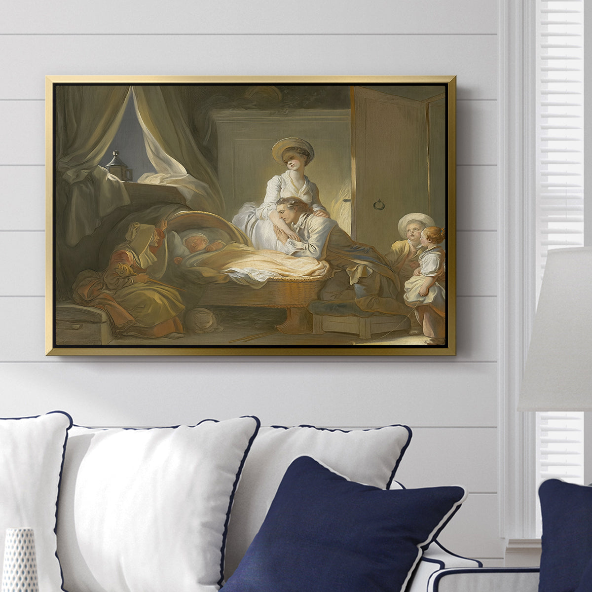 The Visit to the Nursery, c. 1775 - Floater Framed Canvas Print
