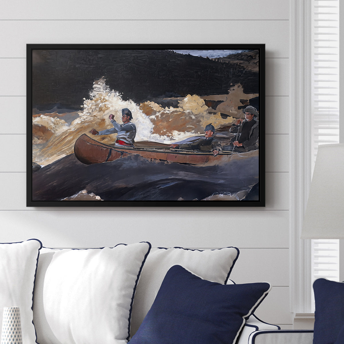 Shooting the Rapids, Saguenay River, 1905-1910 - Floater Framed Canvas Print