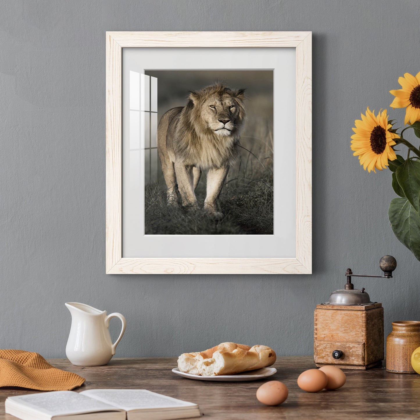 Morning Walk in Masai Mara - Premium Framed Print - Distressed Barnwood Frame - Ready to Hang