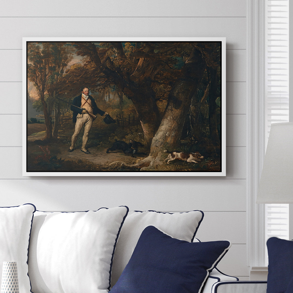 The Reverend Thomas Levett and Favourite Dogs, Cock-Shooting, 1811 - Floater Framed Canvas Print