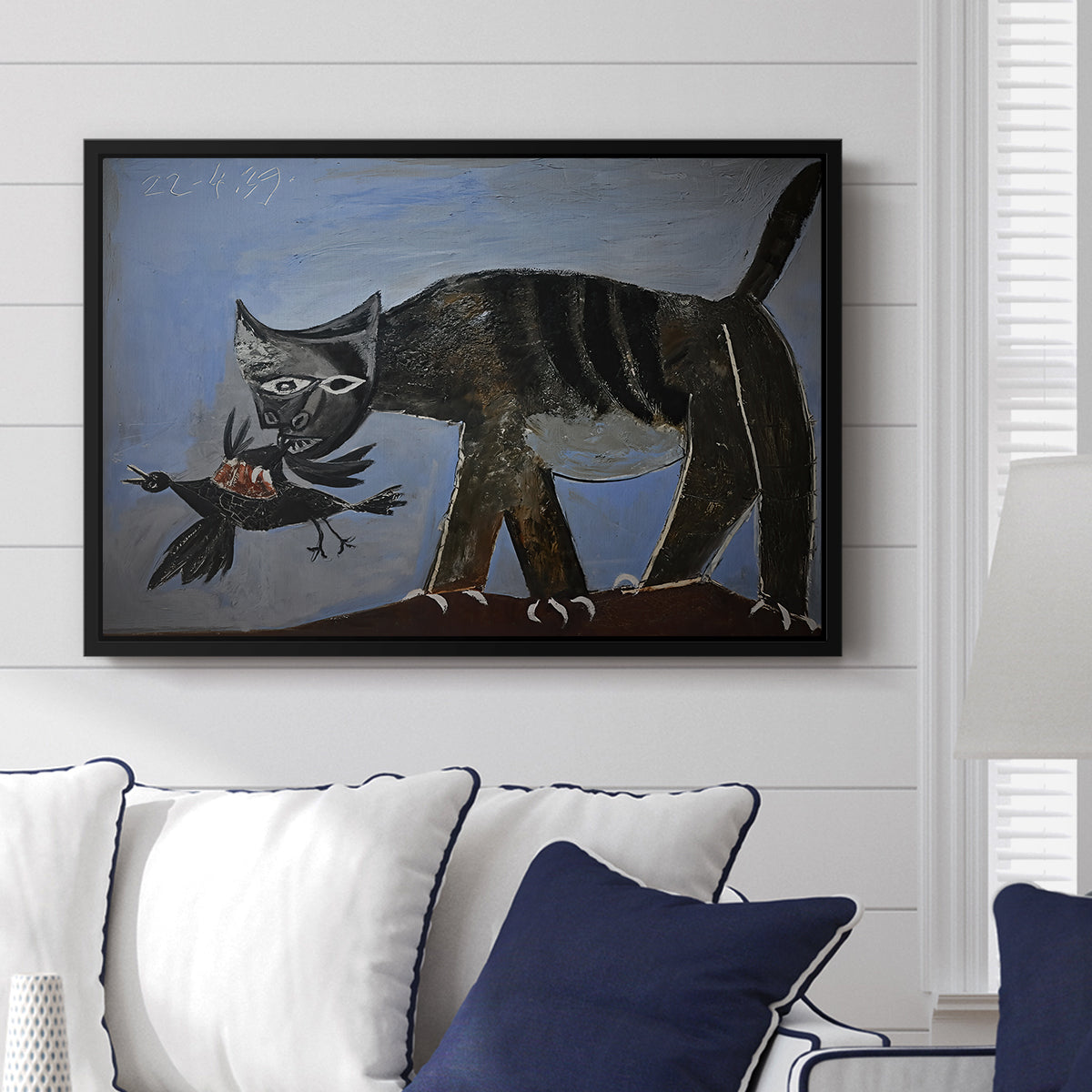 Cat Catching a Bird, 1939 - Floater Framed Canvas Print