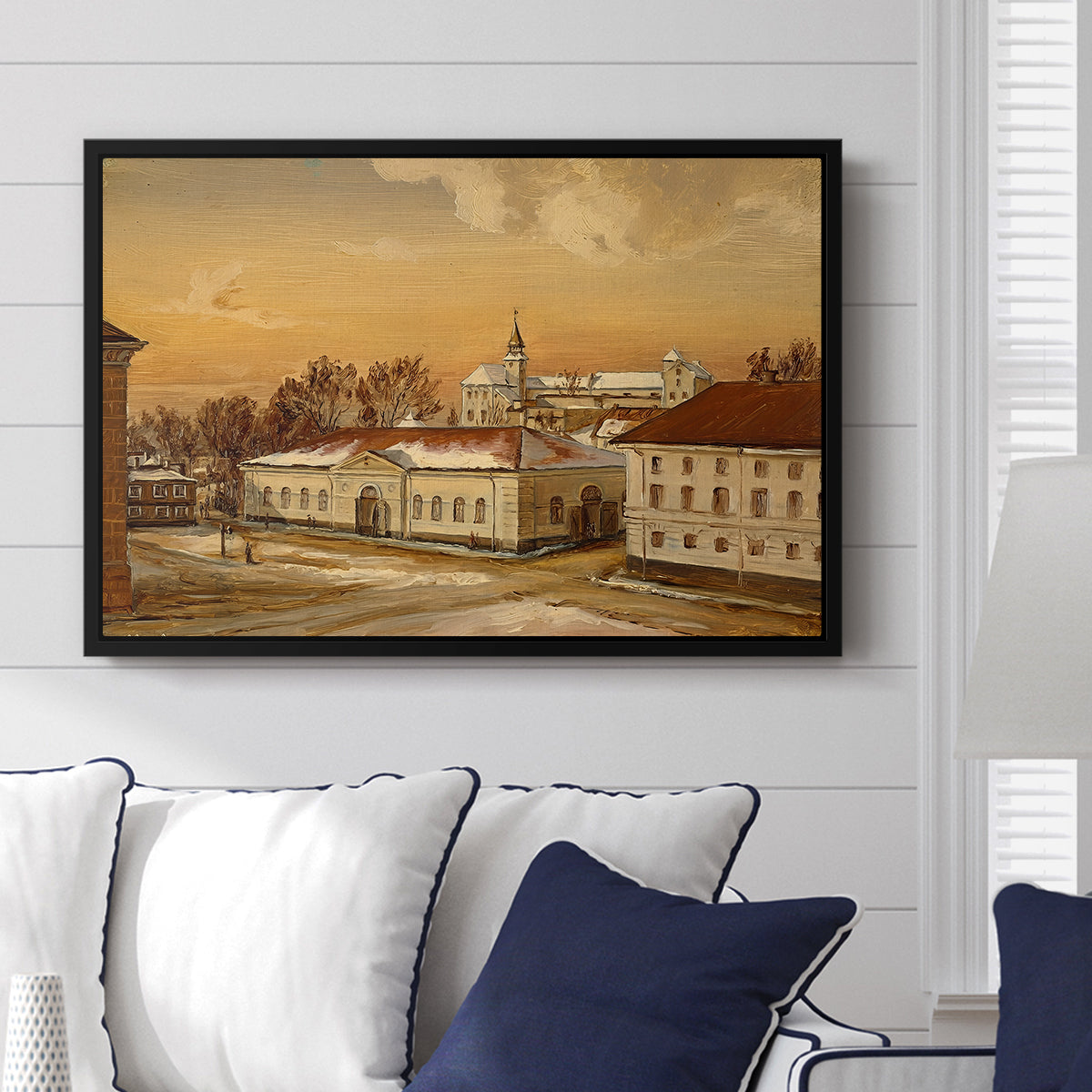 The Riding School at Akershus Castle, 1846 - Floater Framed Canvas Print